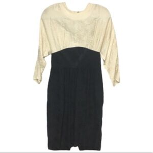 Silk Studio | Vintage Black & White Midi Dress